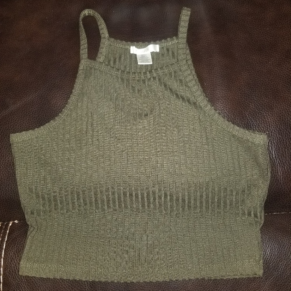 Army green crop top